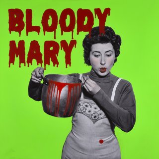BLOODY MARY 80 x 80 cm Mixed media. Painting, on fine-art photographic print.